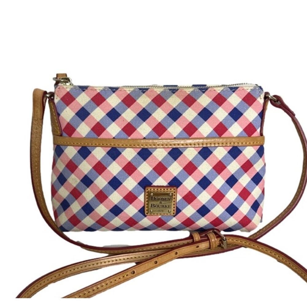 DOONEY & BOURKE Plaid Blue Red and White Canvas Crossbody
